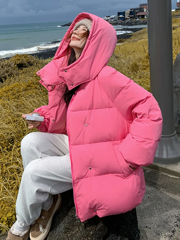 Уникальный супер красивый розовый пуховик с капюшоном одежда хлопковой