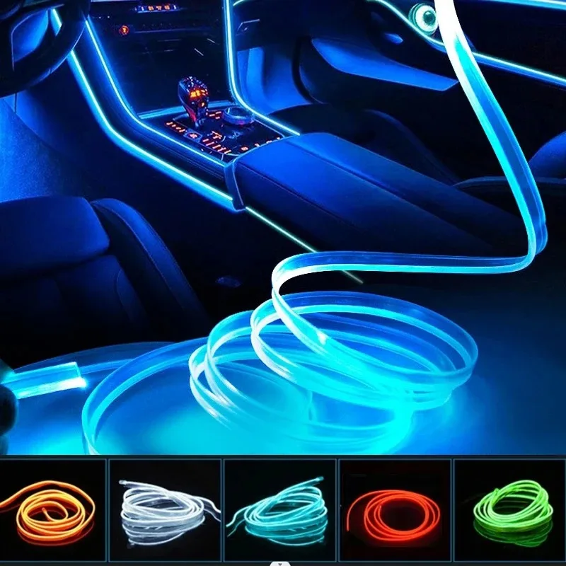 Фото Экологическая среда автомобиля El Wire LED USB Гибкие неоновые внутренние фонари в сборе RGB для украшения автомобиля Осветительные аксессуары 3M №1