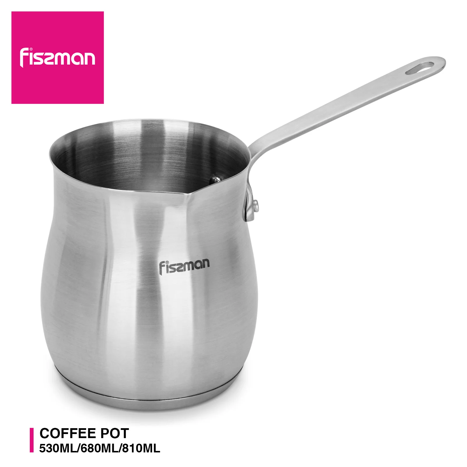 

Fissman Coffee Pot Stainless Steel Long Handle Coffe Kettle With Induction Bottom Milk Butter Melting Jug 530/680/810ml