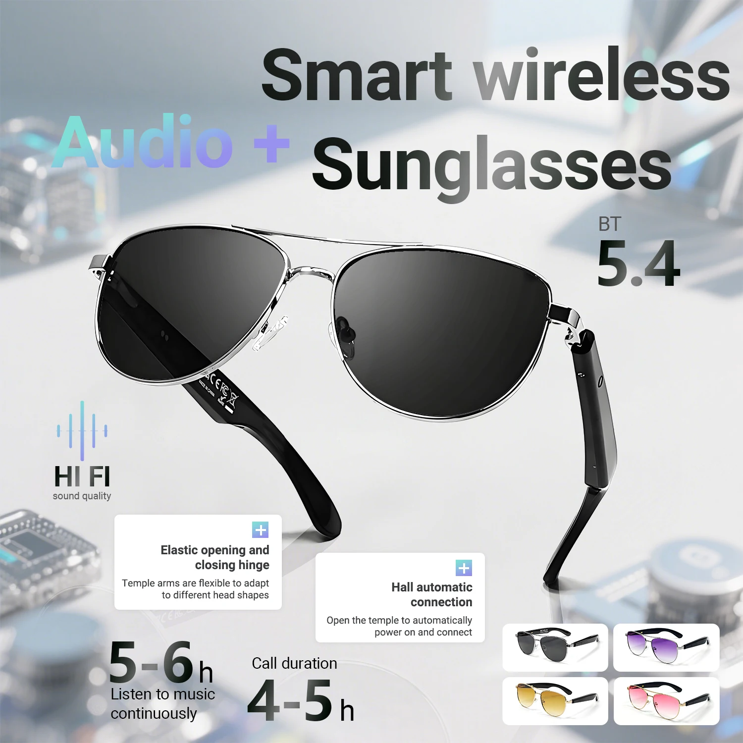 Фото LIGE новые умные очки женские Bluetooth наушники умные солнцезащитные очки для путешествий с защитой от ультрафиолета антибликовые водонепроницаемые очки №3