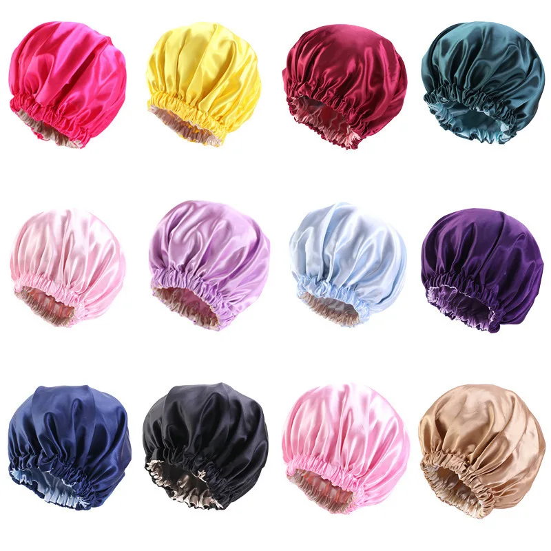 

New Satin Hair Cap for Sleeping Invisible Flat Imitation Silk Round Haircare Women Headwear Ceremony Adjusting Button Night Hat