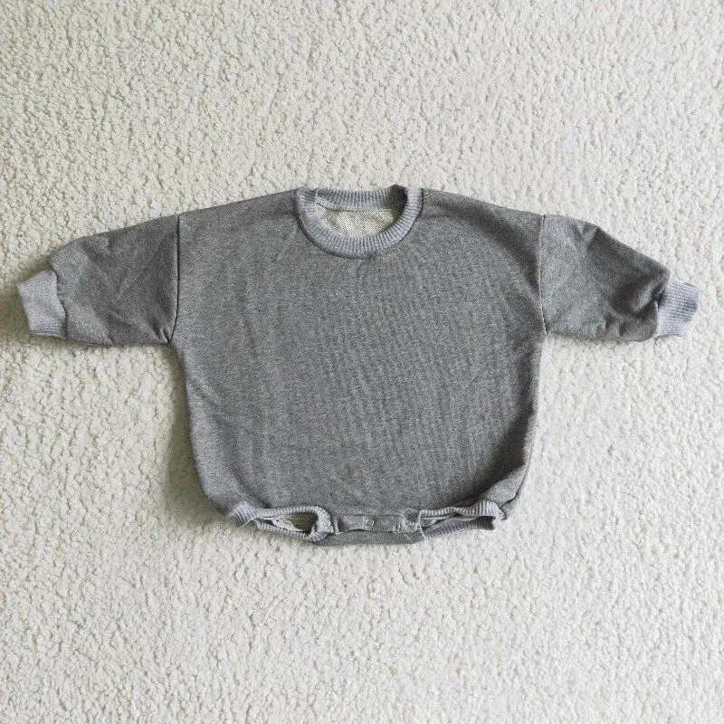 

wholesale baby romper gray sweater long sleeve 100% cotton children romper newborn autumn winter clothes
