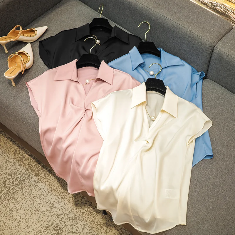 

High-quality Button Knot Pearl Chain Shirt Female Commuter Fly Fly Sleeve Tops Fashion Design T-shirt Elegant Women Clothing