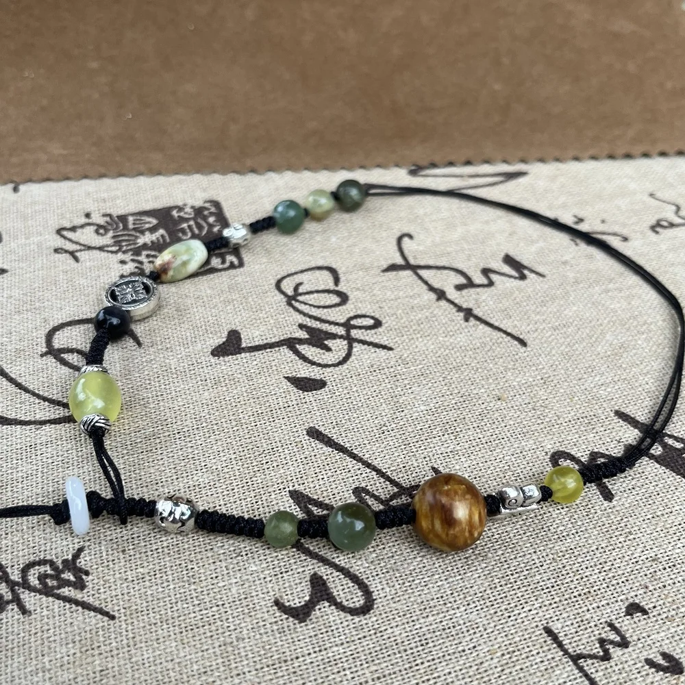 

Pure Handmade Woven Necklace with Unique Design Natural Stone Necklace Gothic Choker Birthday Gift for Girls Handmade Jewelry