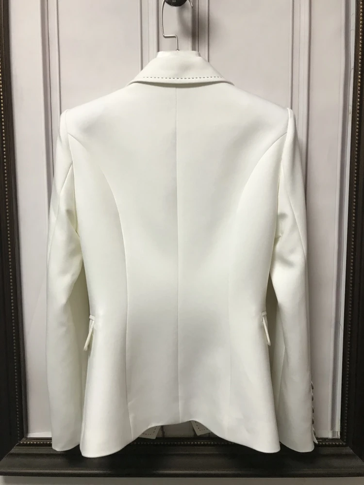 HIGH QUALITY 2023 Designer Blazer Jacket Women's Double Breasted Shell Buttons Contrast Top Stitching Slim Fitting Blazer