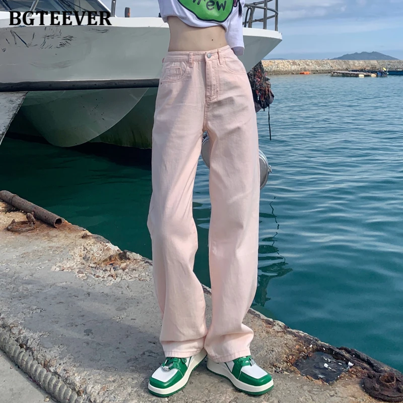 

Брюки BGTEEVER женские джинсовые с широкими штанинами, повседневные свободные модные штаны из денима в пол, на одной пуговице, с карманами, весна-лето