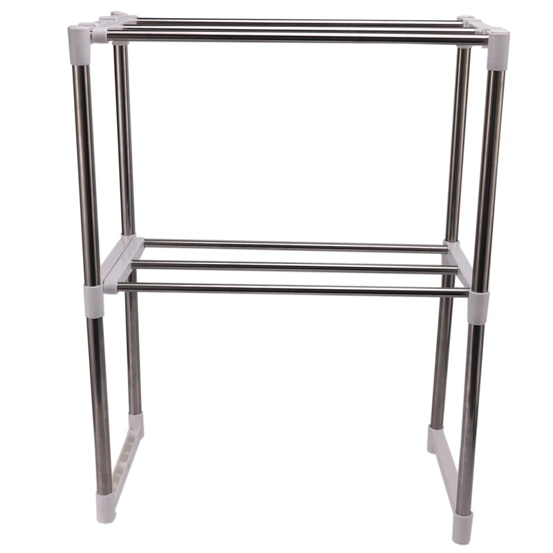 

Регулируемая многофункциональная полка для микроволновой печи из нержавеющей стали, стойка, двойные кухонные держатели для хранения