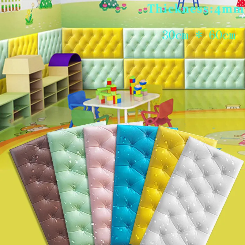 

Rectangular Background Wall Soft Pack Bed Waterproof Cushion Backrest Bedroom Fence Imitation Leather Soft 3D Wall Sticker 4mm