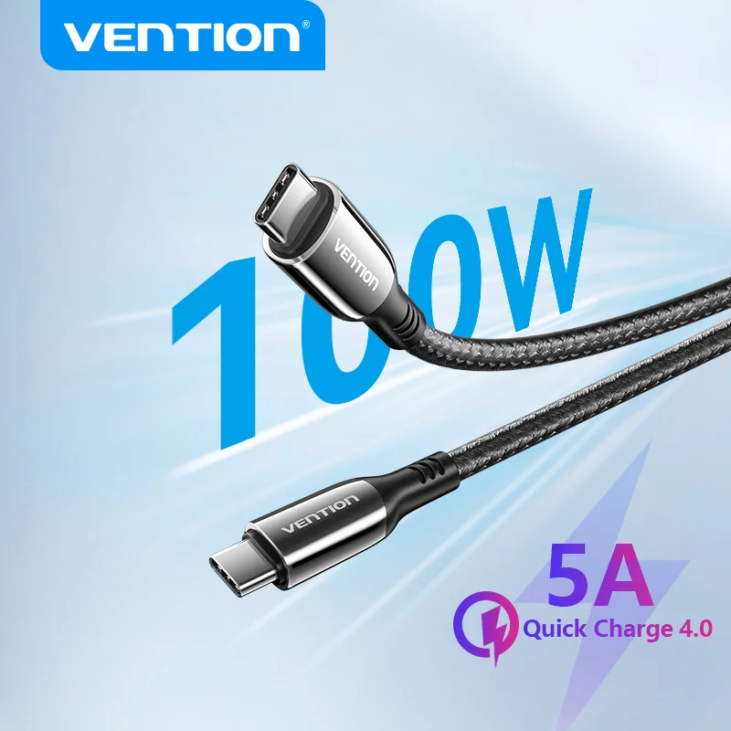 

Vention 100W PD Cable Type C to USB C for MacBook Samsung Xiaomi PD100W 5A USB Type C Fast Charging Wire Mobile Phone USB C Cord