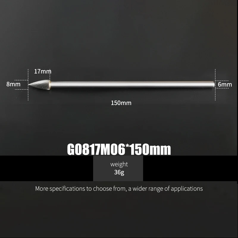 

Длина 150 мм, 1 шт., роторные напильники из карбида вольфрама, цилиндрические круглые, острые, тип 6 мм, 8 мм, 10 мм, деревообрабатывающий металлический фрезерный станок