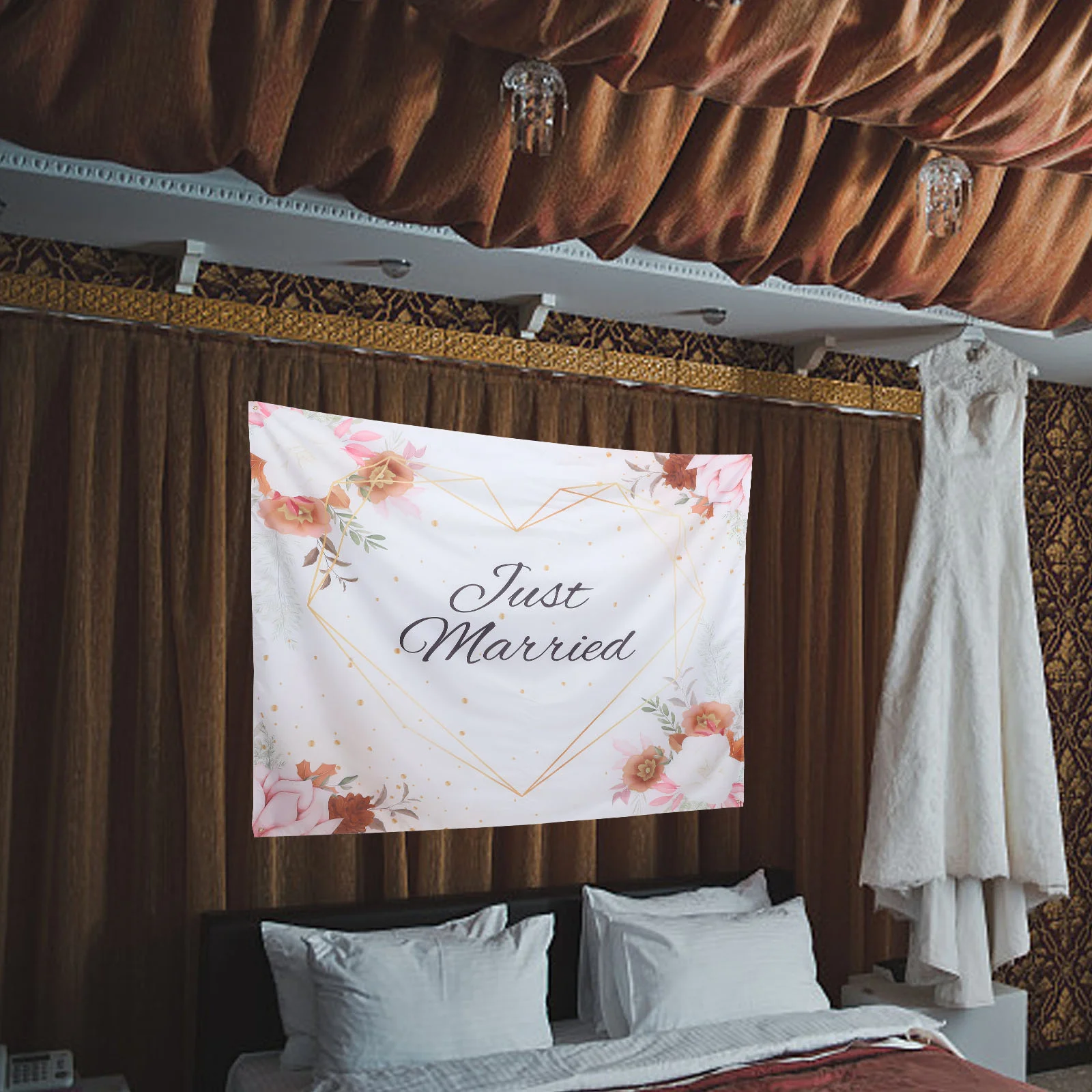 

Wedding Photo Backdrop Party Decor Decoration Get Married Background Hanging Banner