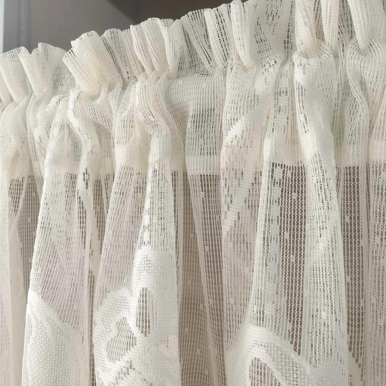 Кружевная Короткая занавеска полузанавеска из прозрачного тюля с бежевыми