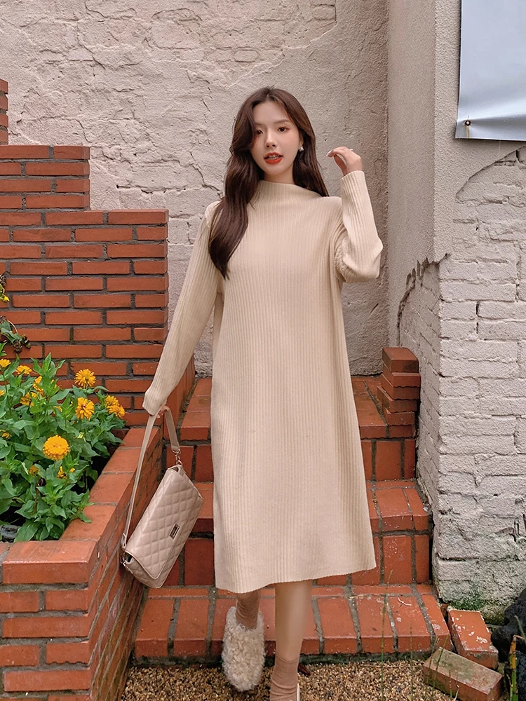 Lan Yu-Soft клейкое вязаное нижнее платье-свитер для женщин внутренняя одежда зимняя