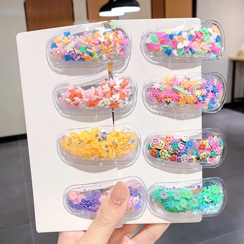 

2pcs/lot Glitter Heart Barrettes Hair Clips Girls Hair Accessories Twinkle Paillette Hairgrips Sequins Hairpin For Kids