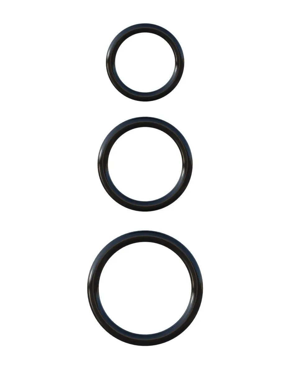 Набор из трех черных эрекционных колец Silicone 3-Ring Stamina Set |