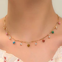 fashion colorful heart pendant women necklace fashion personality creative new collarbone chain womens jewelry neon clear bijou