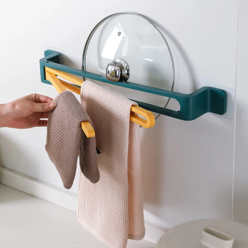 

Wall-mounted Kitchen Storage Rack Bathroom Towel Holder Punch-free Multifunction Bathroom Hook Wholesale Wipes Hanging Gadgets