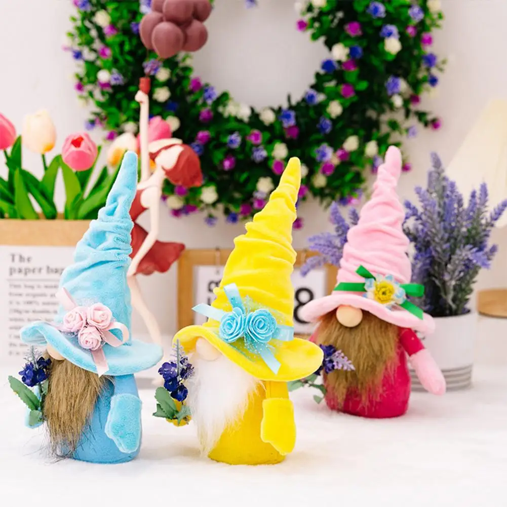 

Lovely Dwarf Plush Toy Extra Soft Faceless Gnome Doll Flower Embellished Mother's Day Faceless Dwarf Toy Plush Doll Decorative