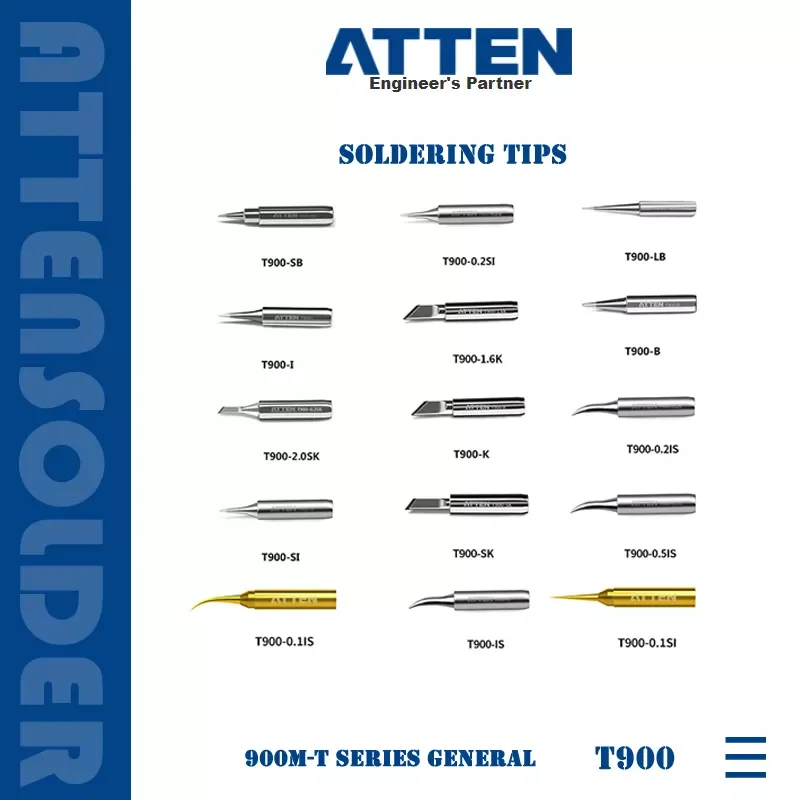 

1PCS ATTEN High Quality Original 900M-T Series Soldering Tips For 936 937 Soldering Iron Replacement T900-B/I/K/SK/IS