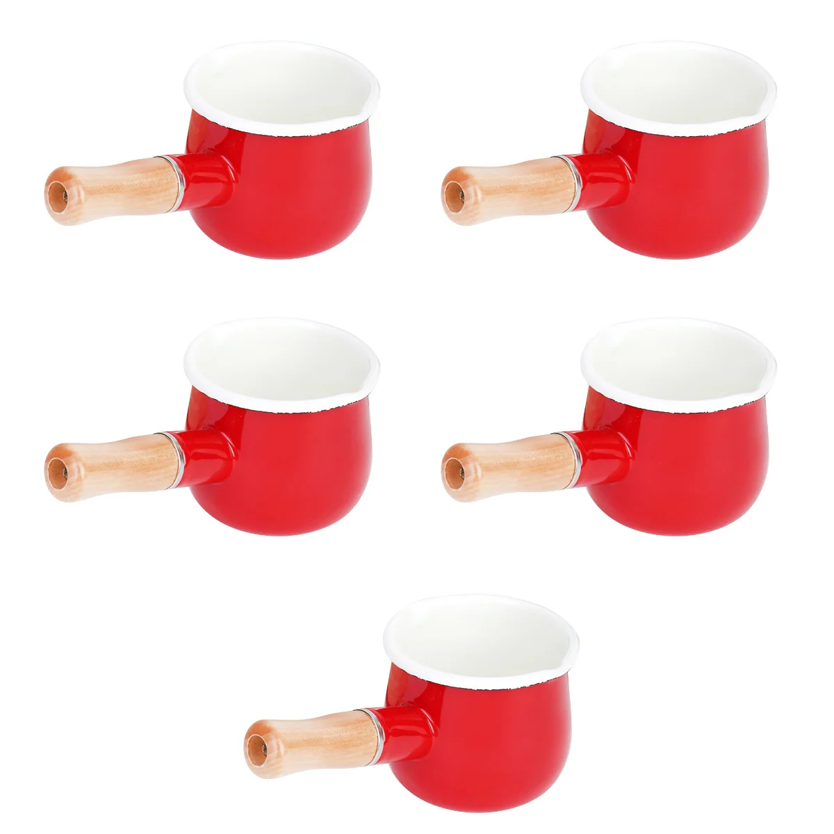 

5pcs Enamel Pot Enamel Butter Warmer Small Pan Portable Pot Baby Food Pot