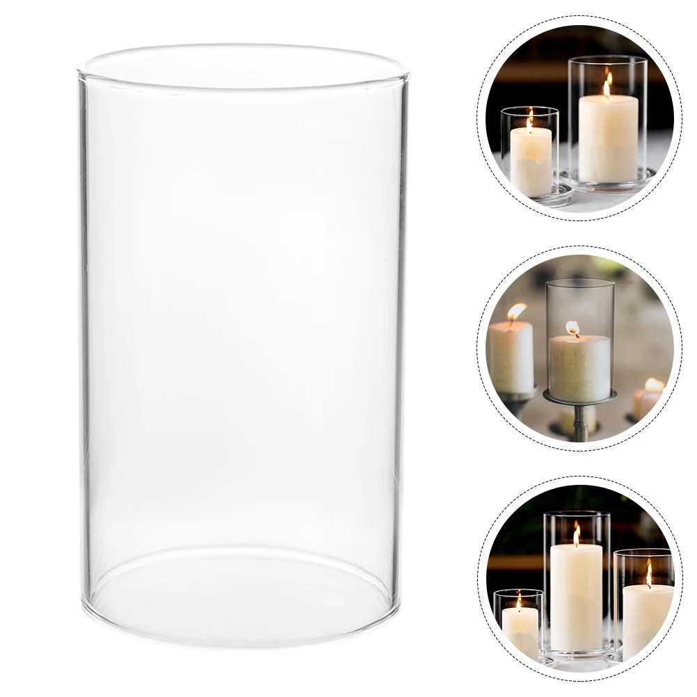 

Candleholder Cylinder Cover Chimney Shade Open Clear Tube Shades Ended Holders Pillar Windprooflamp Chandelier Sleeves