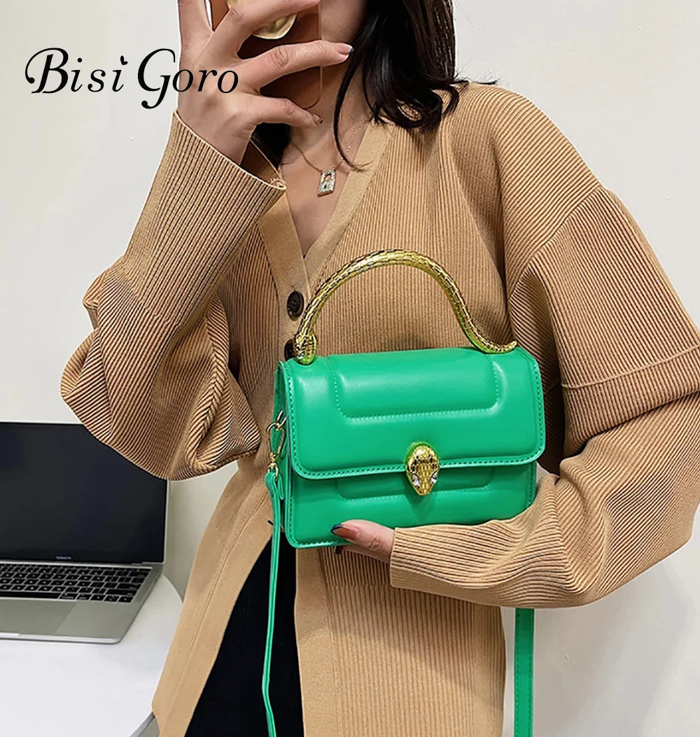 Купи Bisi Goro Brand Shoulder Bags For Women Soft Leather Luxury Designer Snake Handle Handbag 2023 Female Fashion Crossbody Flap Bag за 1,920 рублей в магазине AliExpress