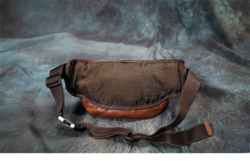 Fashion vintage natural genuine leather men chest bag high quality soft cowhide waist packs casual sports shoulder messenger bag