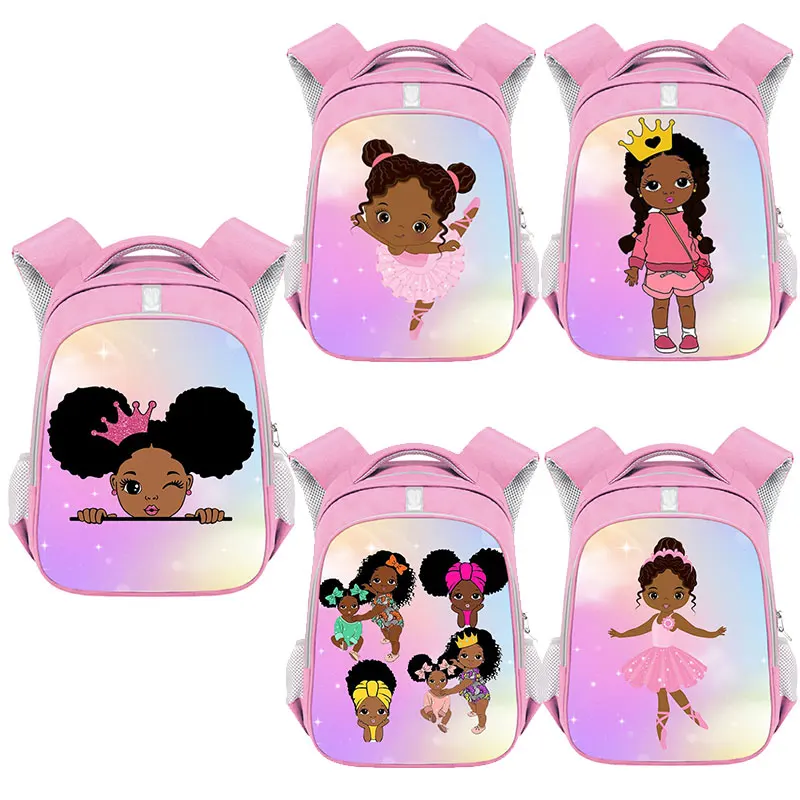 

Милый танцевальный рюкзак в стиле афроамериканской балерины, школьные сумки коричневого цвета для девочек в стиле мультфильма «африканска...