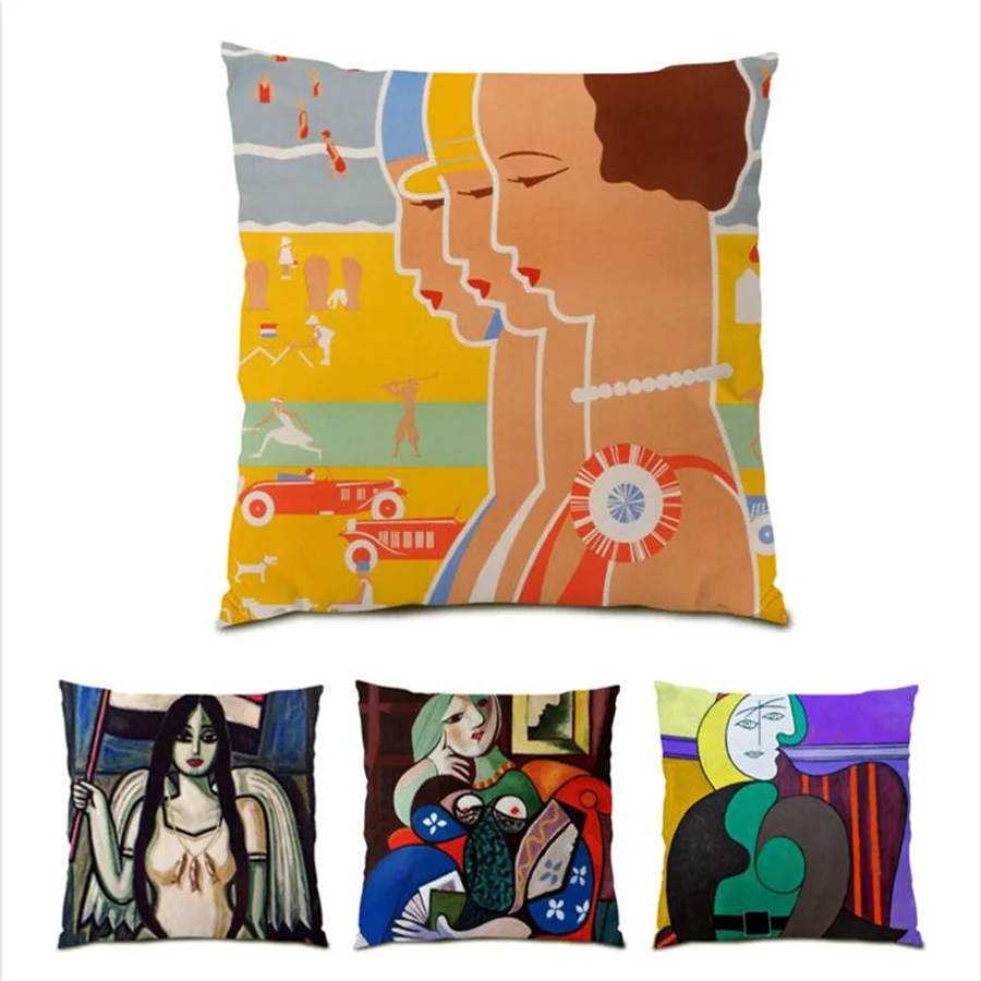 

Simple 45x45 Cushion Covers Abstract Ornamental Pillows for Living Room Sofa Cover New Pattern Polyester Linen Velvet Home E0196