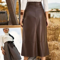 leather spring womens skirt sexy pockets gothic clothes waistband irregular holiday commuter pleated high waisted skirt 2022