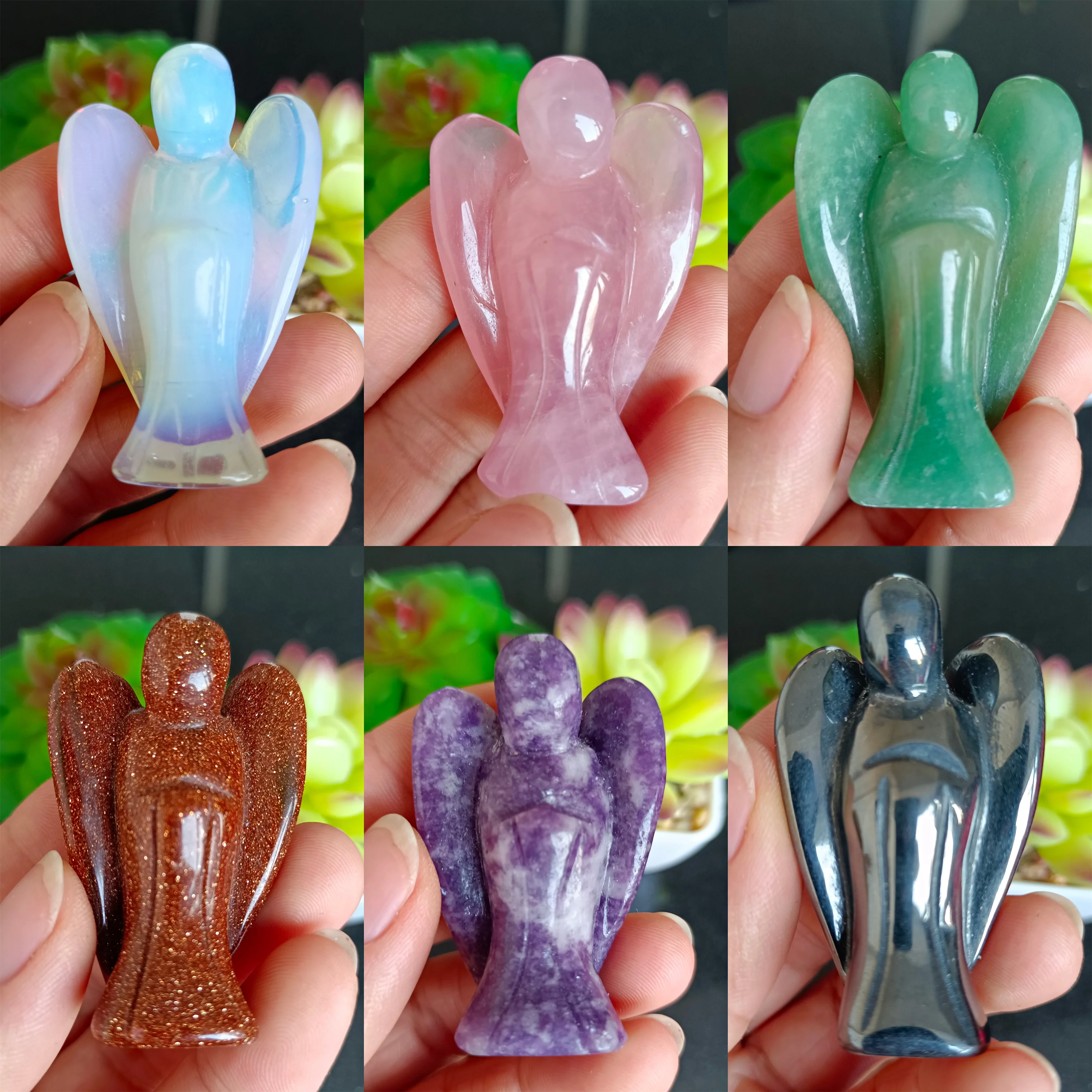 

NATURAL CRYSTAL STONE CARVING ANGEL CRYSTAL ENERGY HEALING GIFT48-50mm