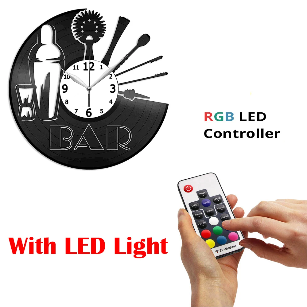 

Виниловые настенные часы Barman ручной работы, подарок для кухни, офиса, спальни