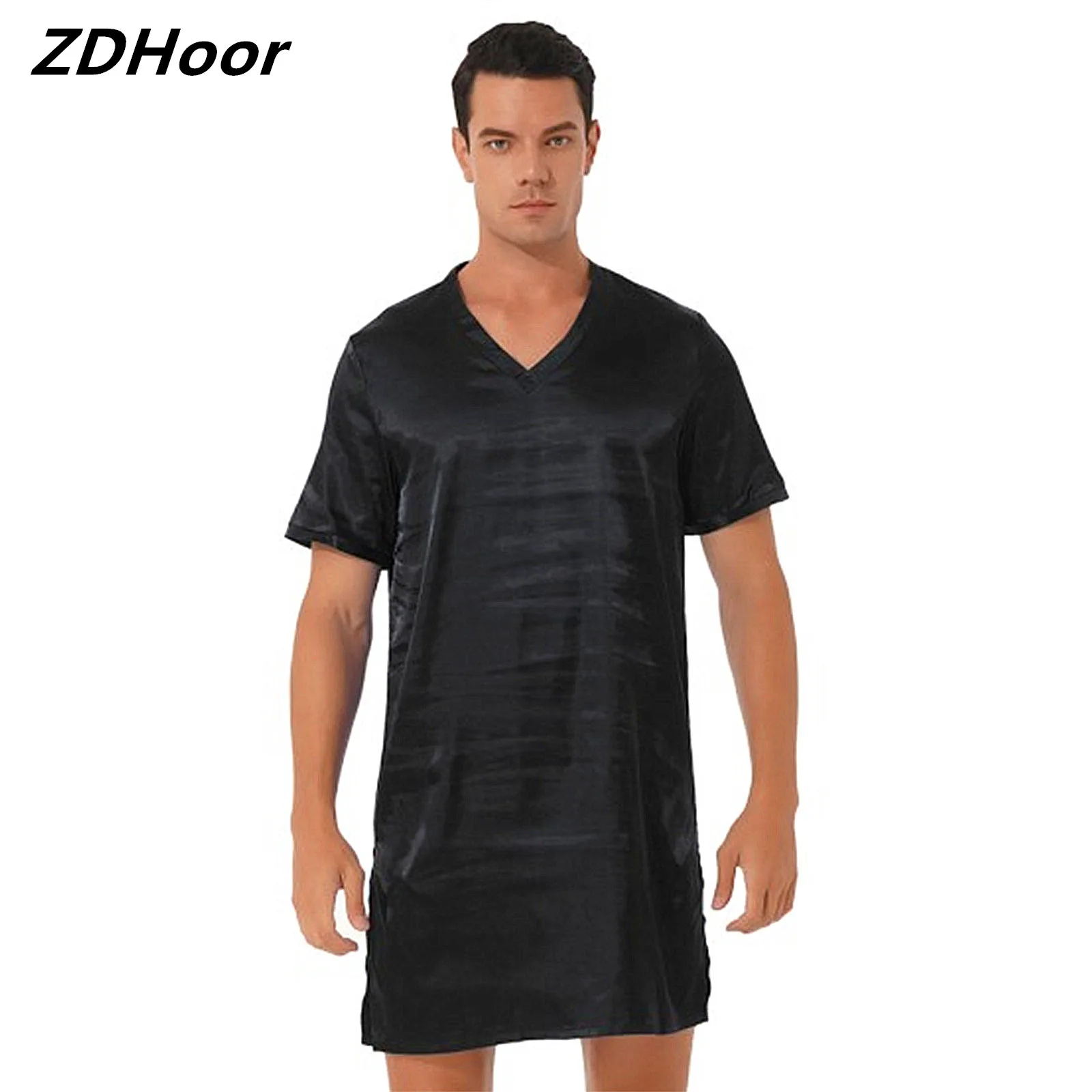 Ночная сорочка атласная с V-образным