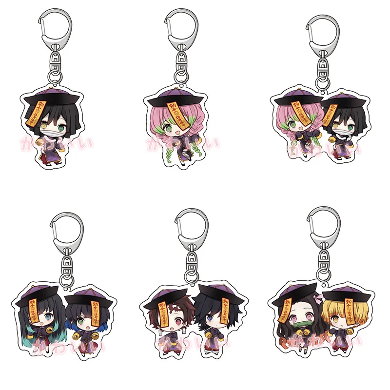

Anime Demon Slayer Keychain Acrylic Kamado Nezuko Agatsuma Zenitsu Key Cover Chain Keyring Jewelry Accessories Gifts