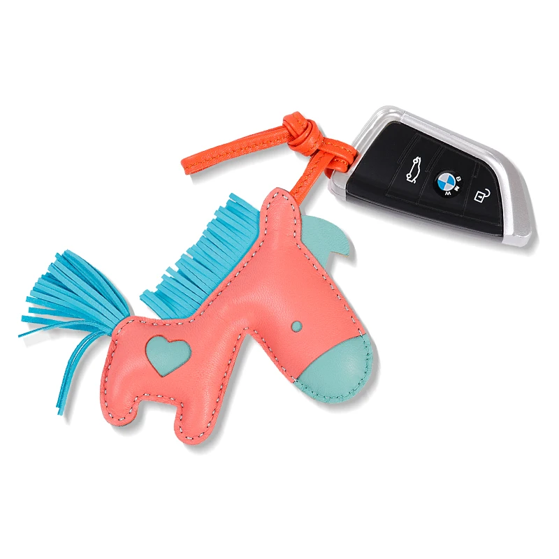 Hand stitched H home love pony pendant sheepskin tassel pendant car key chain pendant car interior jewelry pendant