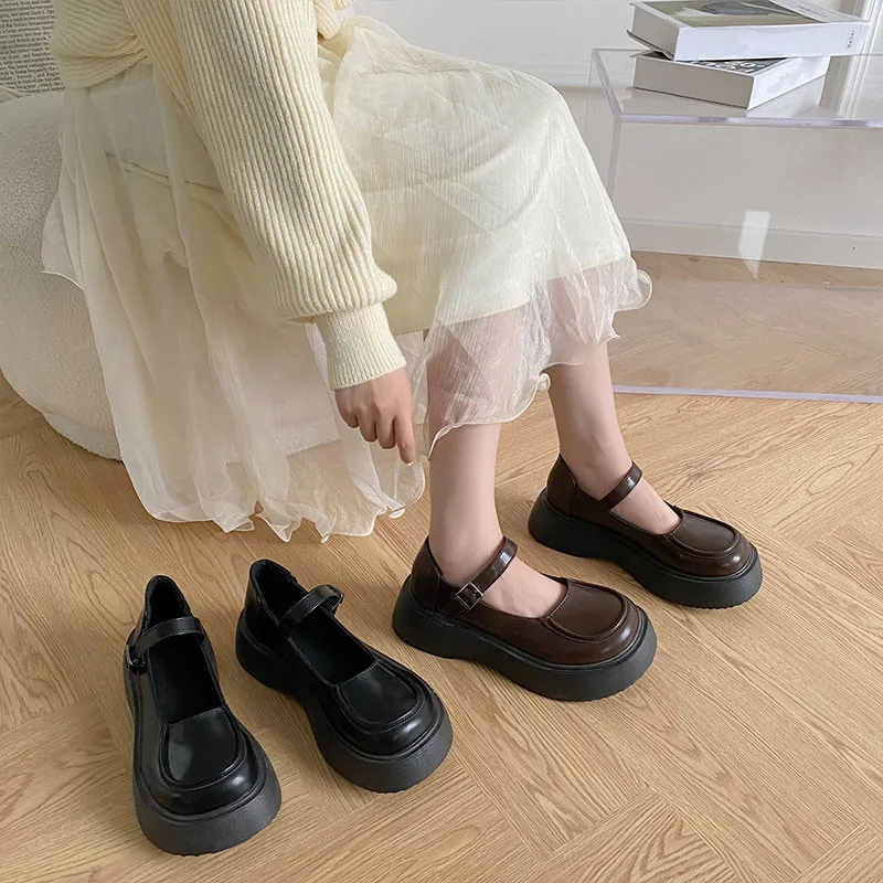 

Туфли-оксфорды женские на плоской подошве, классические, из экокожи, на ремешке с пряжкой, в британском стиле ретро, простые, лето-осень