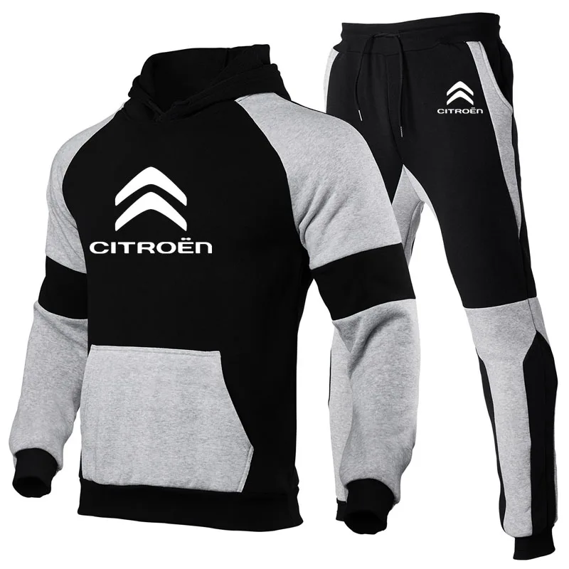 

Hoodies Men Citroen Car Logo print Spring Autumn Mens Hoodies Suit casual cotton Men's Sweatshirt+Sweatpants 2Pcs Sets
