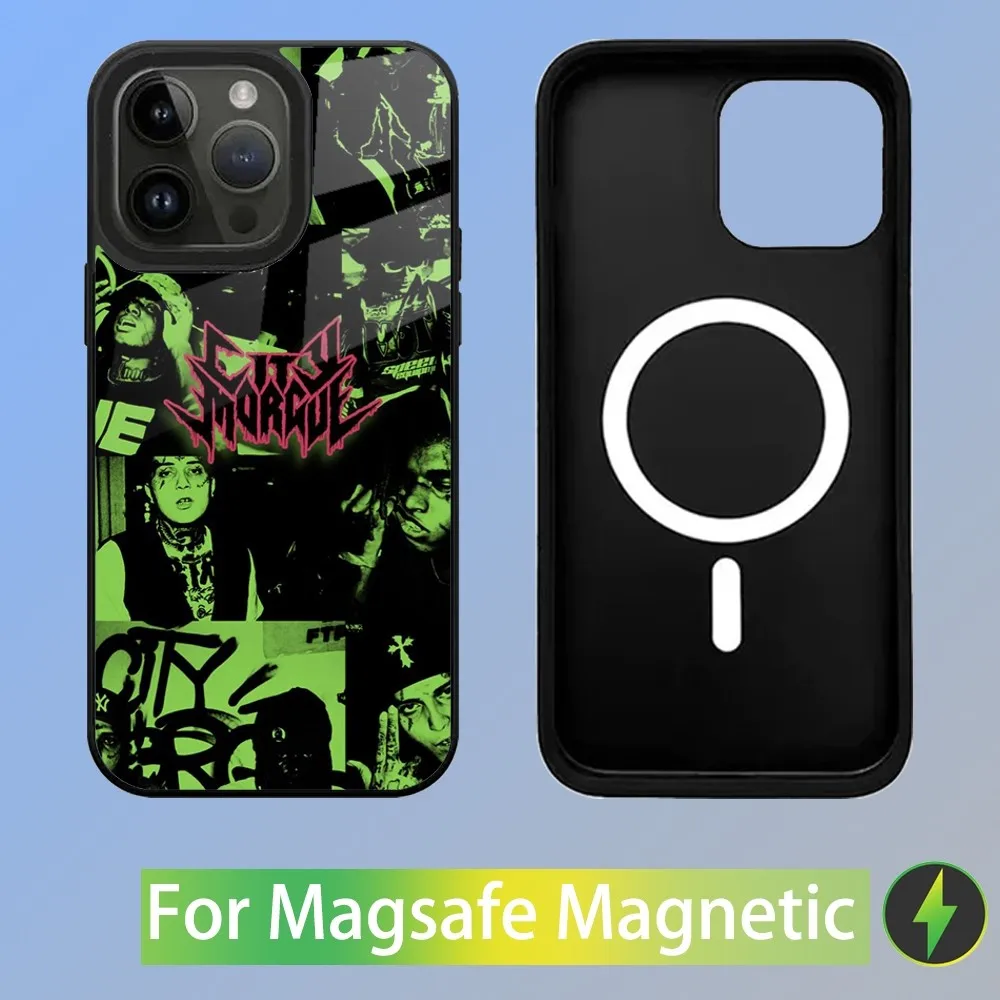 Чехол для телефона City M-Morgue Music Group iPhone 16 15 14 13 12 11 Plus Pro Max Mini Magsafe с магнитной