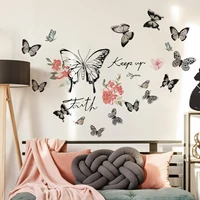 english flowers 3d three dimensional butterfly wall stickers living room background wall decoration wall stickers self adhesive