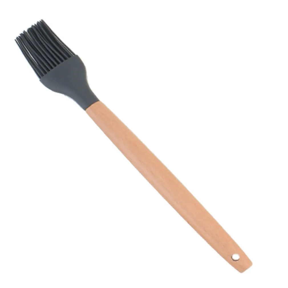 

1PC Silicone BBQ Oil Basting Brush with Wood Handle Cake Bread Cream Cooking Brushes Baking Barbecue Kitchen Accessories