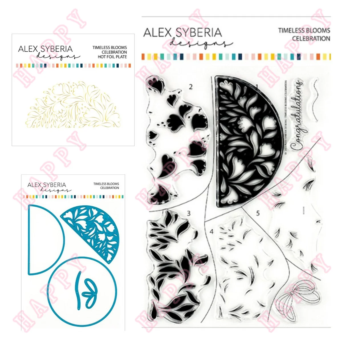 

Metal Cutting Dies Stamps Hot Foil Timeless Blooms Celebration DIY Scrapbook Envelope Diary Decorative Craft Embossing Template