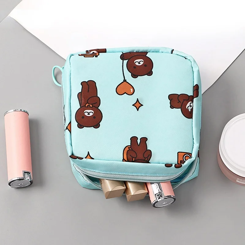 

Women's Small Cosmetic Bag Portable Sanitary Napkin Storage Bag Coin Lipstick Organizer Mini Sanitary Napkin Toiletry Makeup Bag