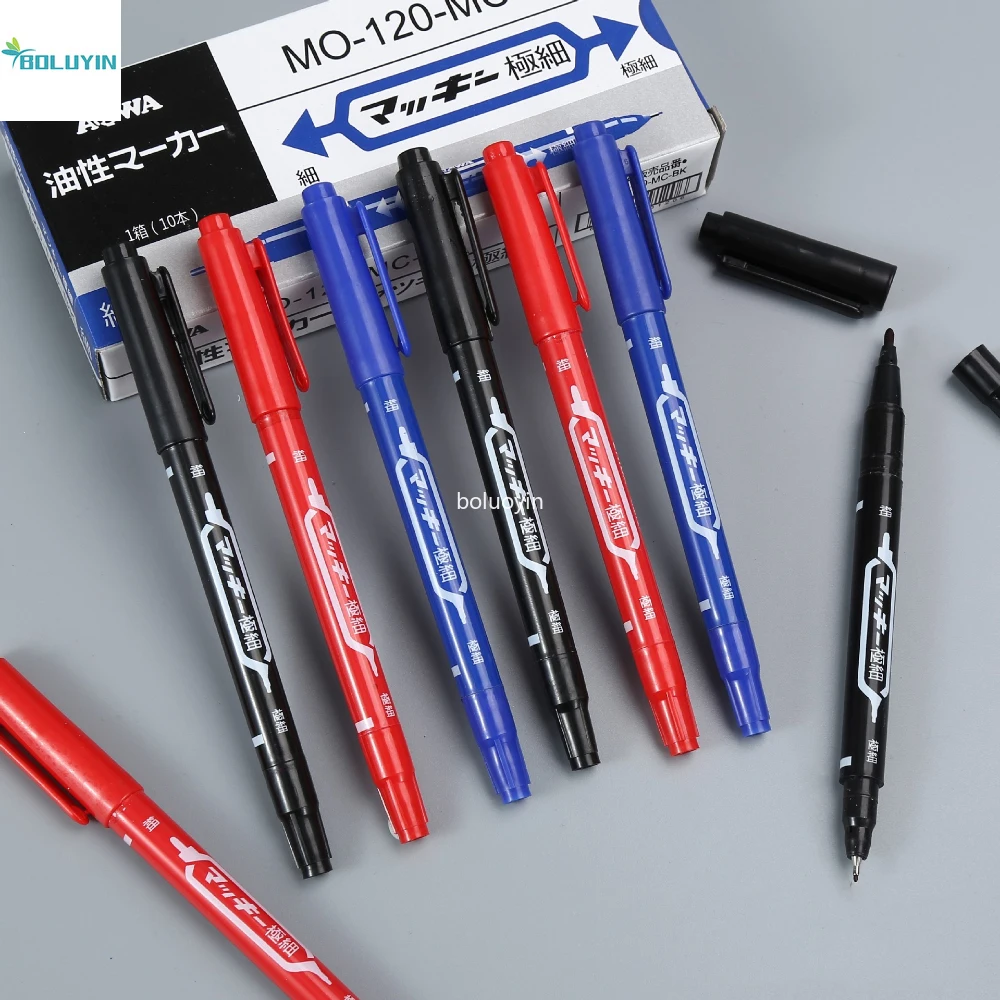 5PCS Permanent Markers Tattoo Pens Fine Point Black Blue Red Large Capacity Ink 0.5mm and 1mm Scribe Tool Good Waterproof Ink