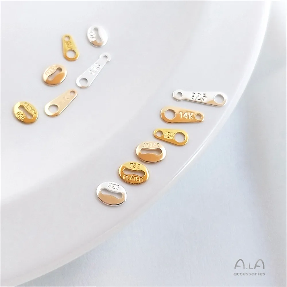 

14K 18k plated gold filled Engraved label accessories connect end 8 figure buckle piece DIY accessories