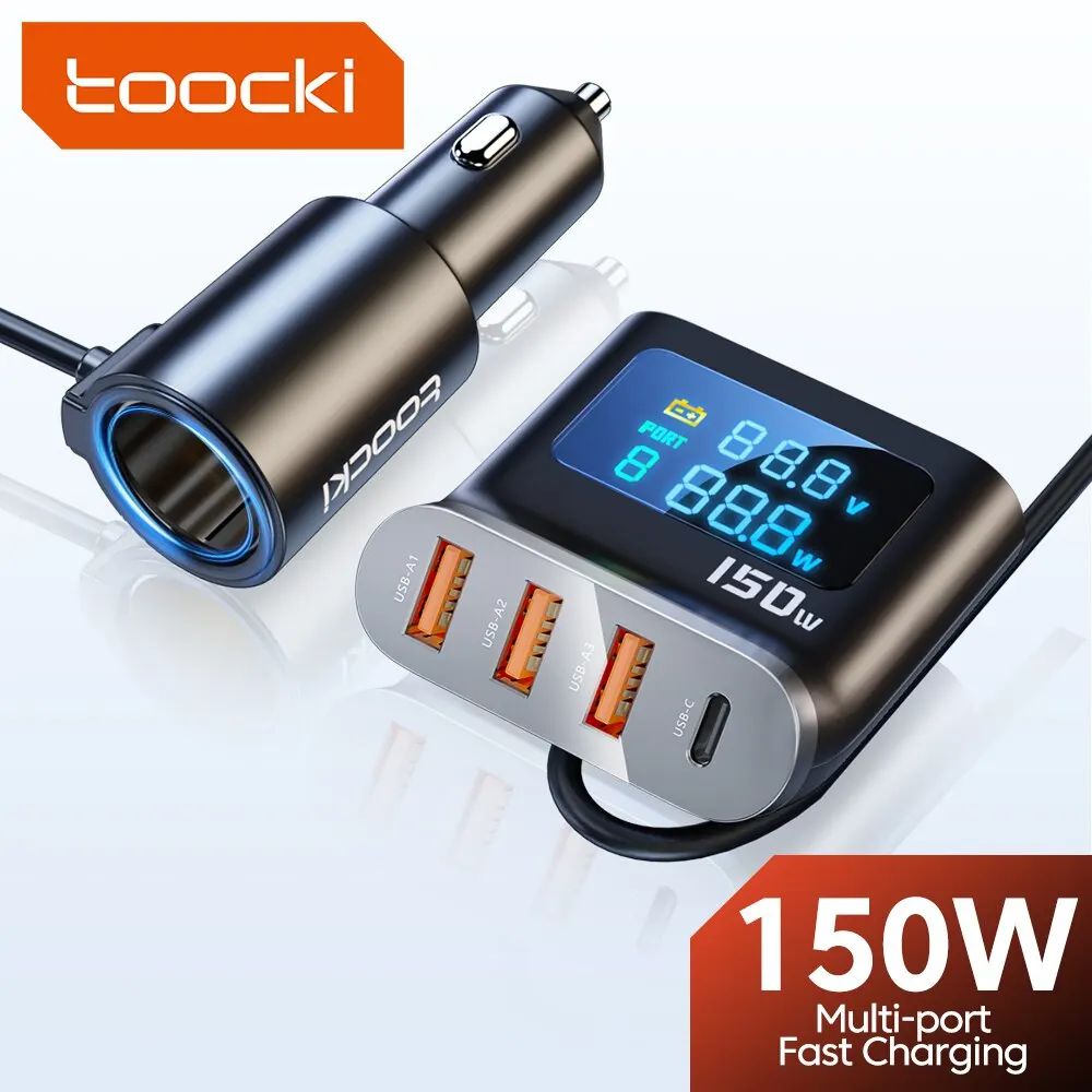 5 в 1 Автомобильное зарядное устройство USB Type-C QC PD 150, 3,0 Вт