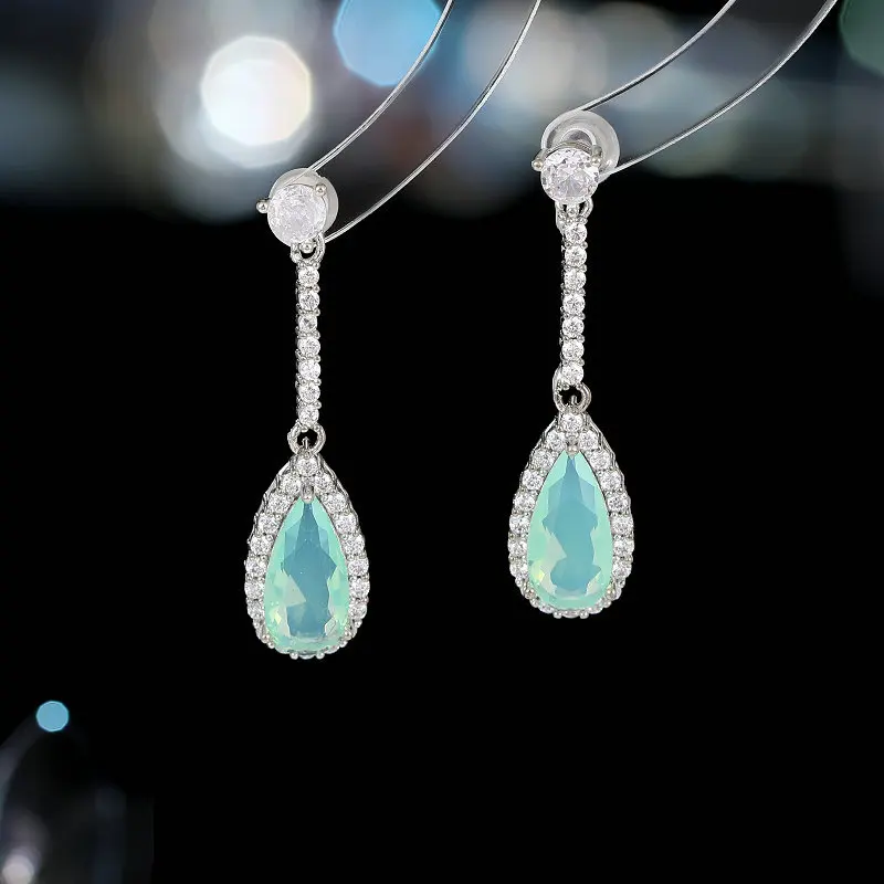 

Exquisite Water Drop Earrings for Women Elegant Zirconia Dangle Earrings Green Color Pink Tear Drop Earring Classic Jewelry