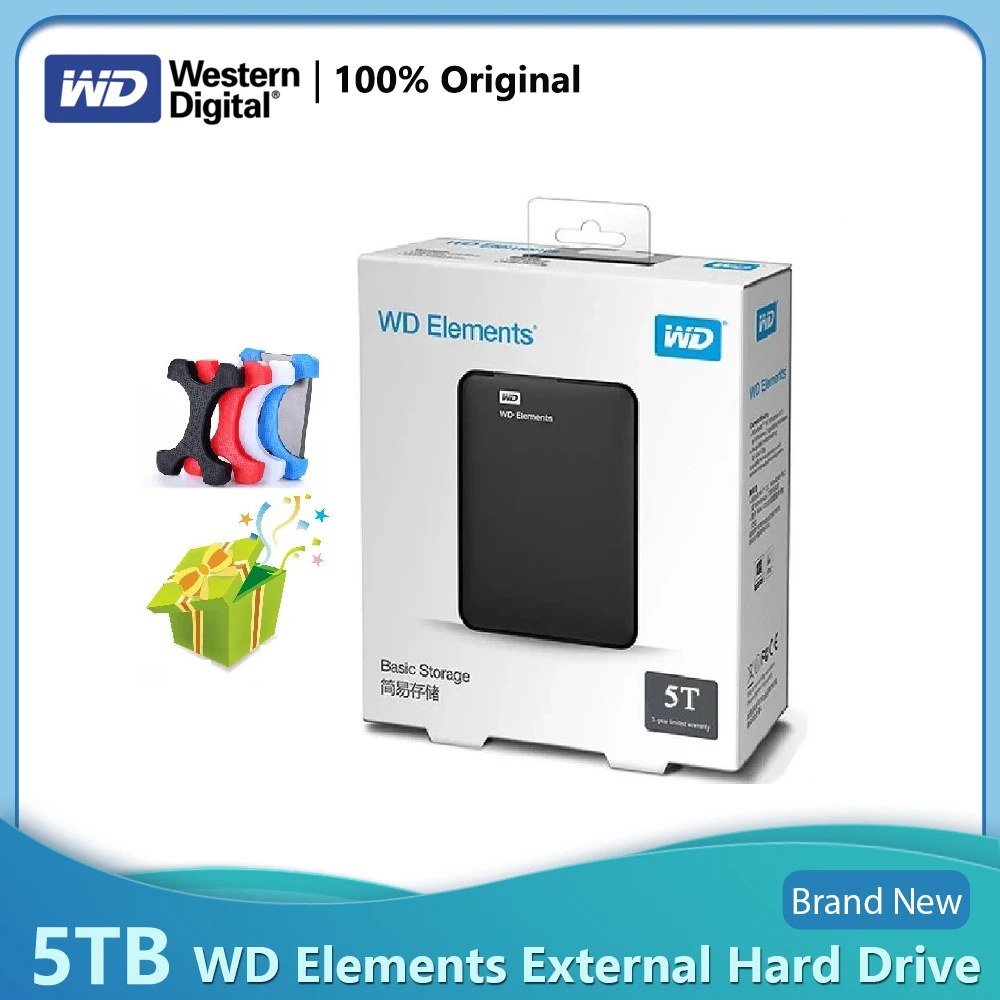 

Western Digital WD Elements 5TB External Hard Drive 2.5" USB 3.0 Portable External HDD Hard Disk For Desktop PC Laptop Original