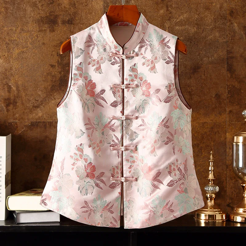 

2022 New Chinese Asian Traditional Costume Retro Waistcoat Vests