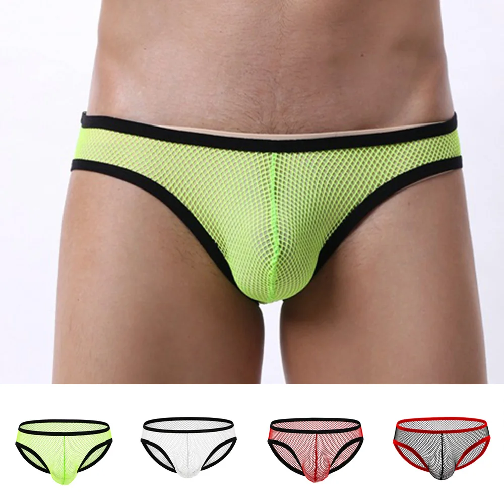 Трусы-боксеры мужские прозрачные сетчатые шорты с U-выпуклым мешочком нижнее