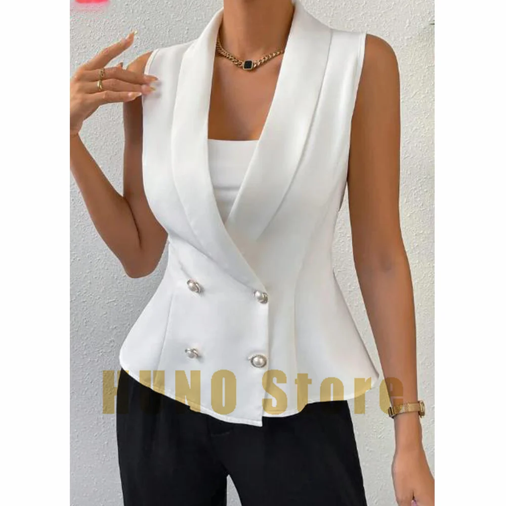 

Ladies Vest Summer Cool Breathable Satin Fabric Lapel Sleeveless Slim Fit Fashion Vest Female Casual Commuting